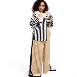 NWT La Ligne x Target Tan Pin Stripped Side Stripe Wide Leg Trousers Size 4X